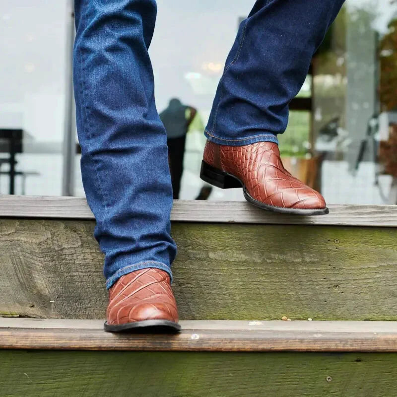 Chaussures Santiag pour homme Yehaw, modèle Jack en marron, en cuir avec finition élégante et semelle robuste.