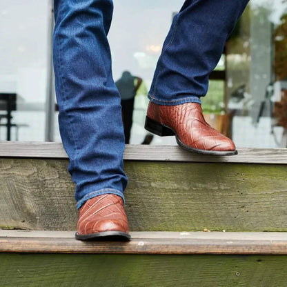 Chaussures Santiag pour homme Yehaw, modèle Jack en marron, en cuir avec finition élégante et semelle robuste.