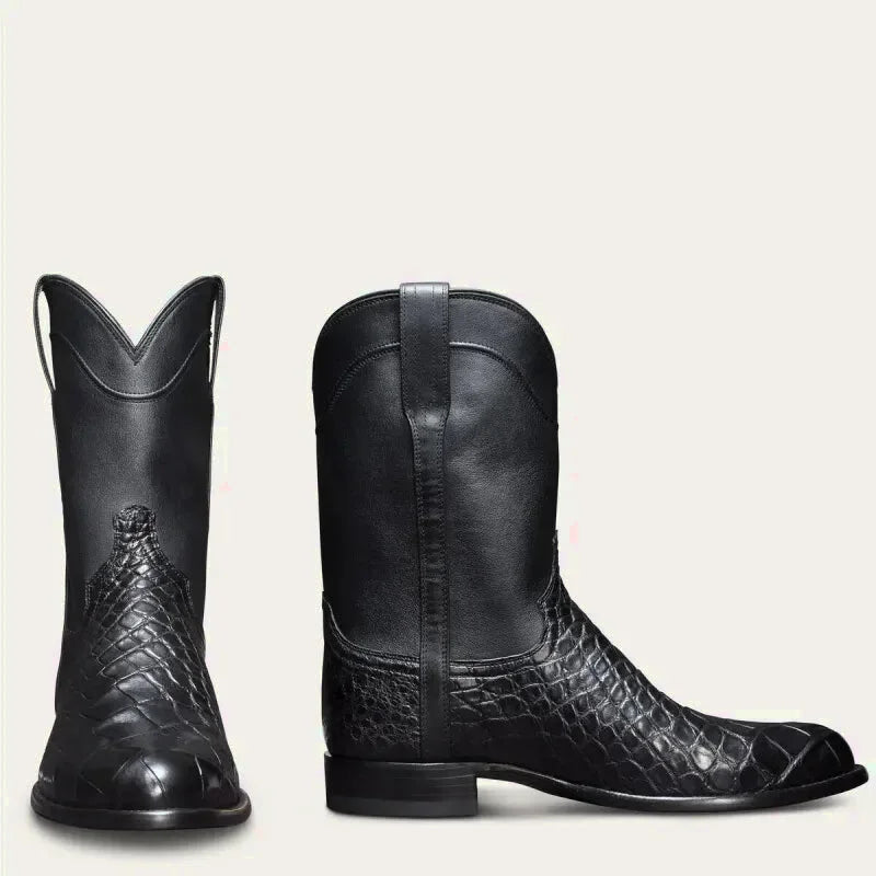 Chaussures santiag pour homme Yehaw noir, style élégant avec détails en cuir, semelle solide et finition soignée.