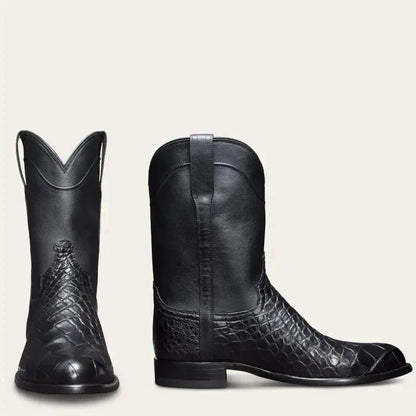 Chaussures santiag pour homme Yehaw noir, style élégant avec détails en cuir, semelle solide et finition soignée.