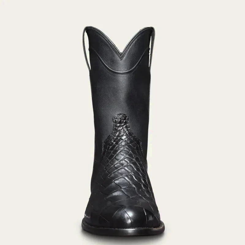 Santiags pour homme Yehaw noir en cuir, style élégant avec détails classiques, chaussure de mode pour homme.