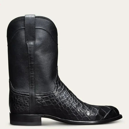 Santiags pour homme Yehaw noir, en cuir, avec talons, style robuste et élégant, parfait pour un look décontracté ou casual.