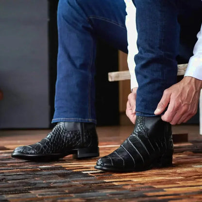 Chaussures santiag pour homme Yehaw noir, style élégant avec détails en cuir et semelle robuste, taille 38.
