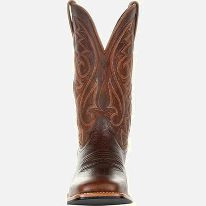 Chaussures santiag pour homme Yehaw marron, modèle Yehaw Santiag, en cuir, avec détails traditionnels, vue de profil.