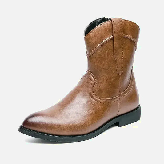 Santiags pour homme Yehaw Jimmy en cuir marron clair, chaussure élégante avec détails en cuir et finition soignée.