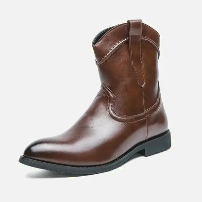 Santiags pour homme Yehaw Jimmy en marron, chaussures en cuir avec détails de style western.