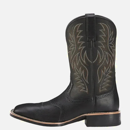 Santiags pour homme Johnny Santiag Yehaw en cuir noir, avec détails élégants, taille 38, vue de face sur fond clair.
