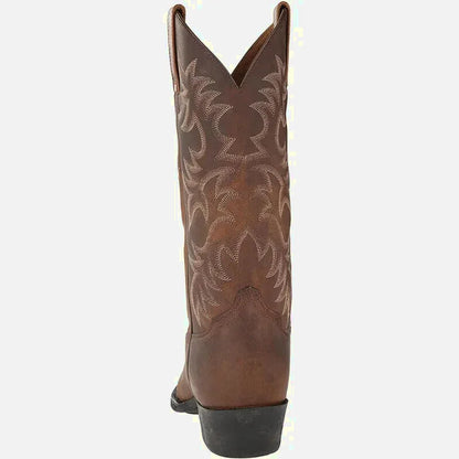 Bottines santiags pour homme Yehaw marron, en cuir, avec détails traditionnels et semelle robuste.