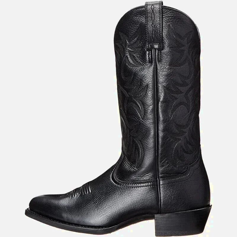 Chaussures santiag pour homme Yehaw Levi en noir, en cuir avec détails élégants, chaussures tendance et confortables.