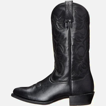 Chaussures santiag pour homme Yehaw Levi en noir, en cuir avec détails élégants, chaussures tendance et confortables.