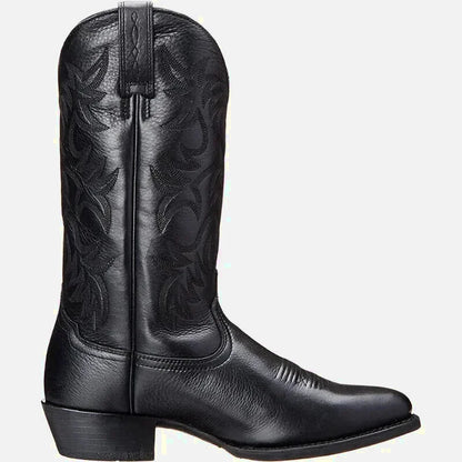 Bottes santiags pour homme Yehaw Levi Santiag en cuir noir, style traditionnel et détails de couture visibles.