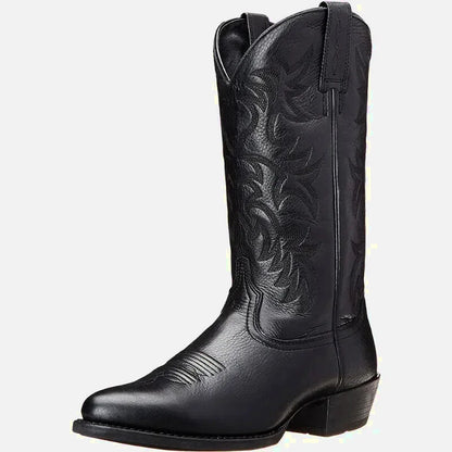 Chaussures santiags pour homme Yehaw Levi en noir, en cuir avec détails élégants, style western moderne.