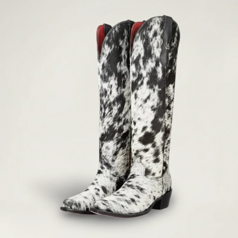 VACHE Santiag Pour Femme - Yehaw | Noir & Blanc