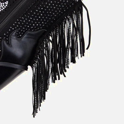 Santiags pour femme Yehaw Nellie en cuir noir, talon moyen, style élégant et moderne, chaussure de mode pour femmes.
