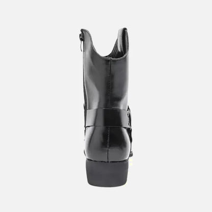 Bottines noires pour homme Yehaw REMINGTON Santiag Yehaw en cuir noir, style santiag, pointure 38.