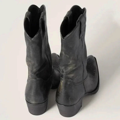 Chaussures Santiag pour femme Yehaw Shona en noir, design élégant avec détails en cuir, pointure 35,5.