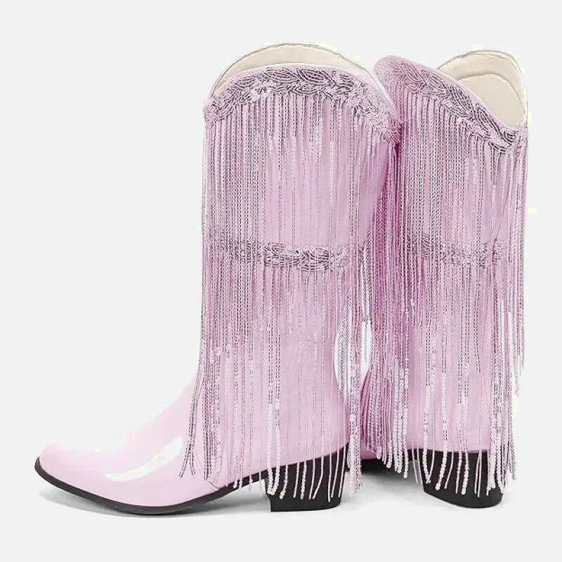 Chaussures santiag pour femme Yehaw Tammie en rose, design élégant avec détails en cuir pour un style sophistiqué