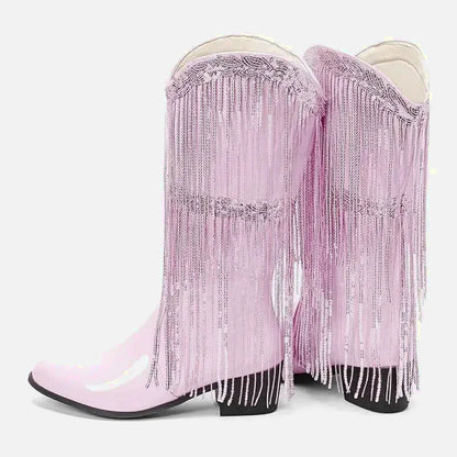 Chaussures santiag pour femme Yehaw Tammie en rose, design élégant avec détails en cuir pour un style sophistiqué