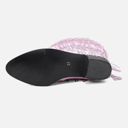 Escarpins TAMMIE Santiag pour femme Yehaw en rose avec détails en cuir, parfaits pour un style élégant et tendance.