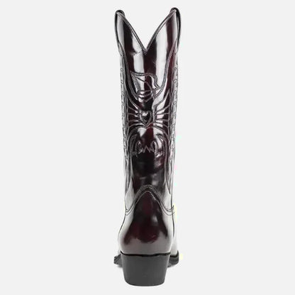 Teddy santiag pour homme Yehaw en cuir marron foncé, chaussures élégantes avec lacets et semelle en caoutchouc.