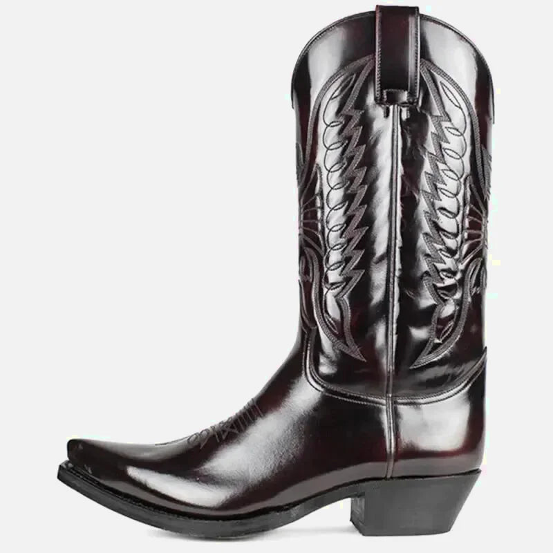 Teddy santiag pour homme Yehaw en cuir marron foncé, chaussures élégantes avec finition soignée et design classique.
