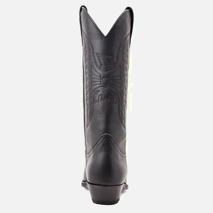 Chaussures Teddy Santiag pour homme Yehaw en noir, en cuir avec semelle robuste et style décontracté.