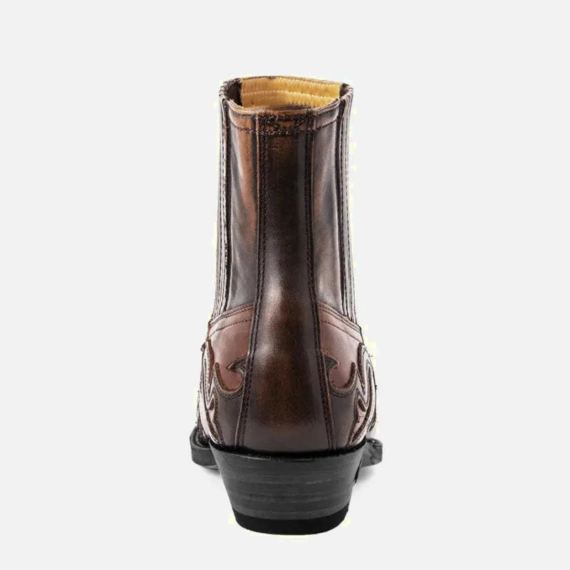 Santiags pour homme Yehaw marron, en cuir, avec détails en cuir marron pour un style élégant et robuste.