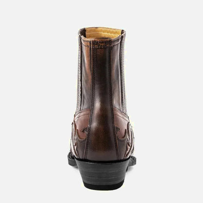 Santiags pour homme Yehaw marron, en cuir, avec détails en cuir marron pour un style élégant et robuste.