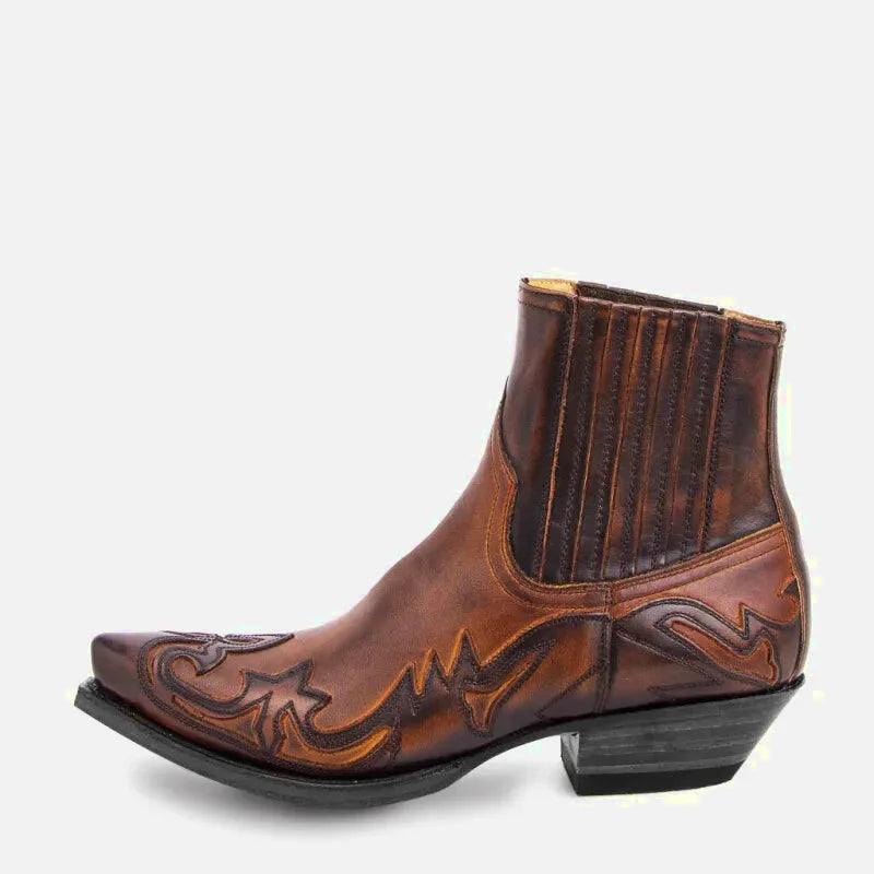 Chaussures santiags pour homme Yehaw marron, style élégant avec détails en cuir et semelle robuste.